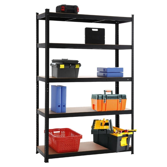 Black 1800 x 100 x 40 cm Boltless 5 Tier Racking Heavy Duty Garage Shelving Storage Shelves Steel Unit