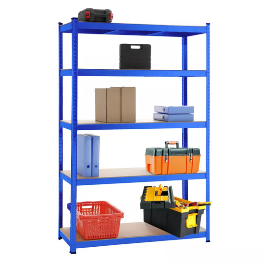 Blue 1800 x 100 x 40 cm Boltless 5 Tier Racking Heavy Duty Garage Shelving Storage Shelves Steel Unit