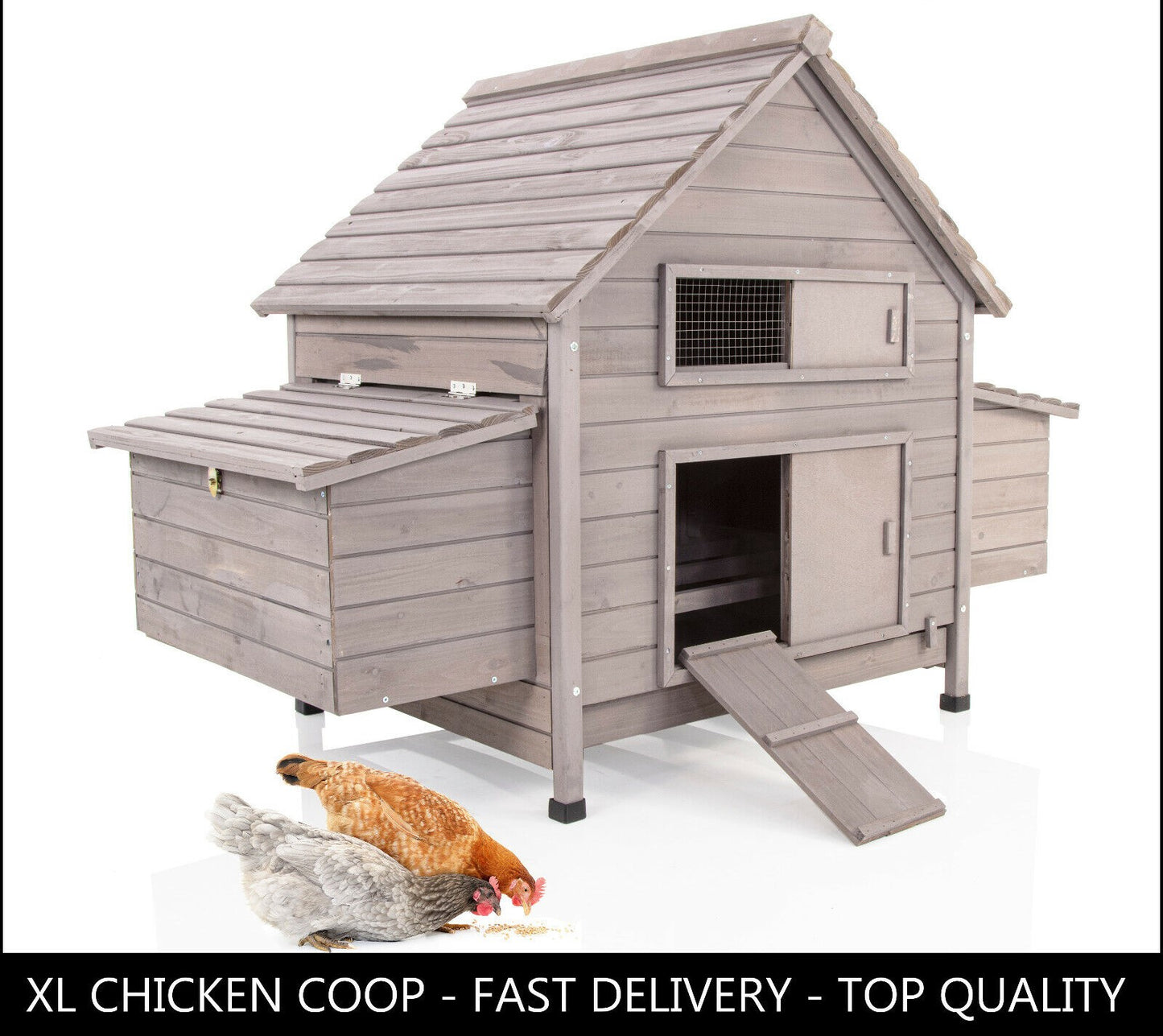 Chicken Coop ARK in Grey Pet Hen House Poultry Ark Run Coup