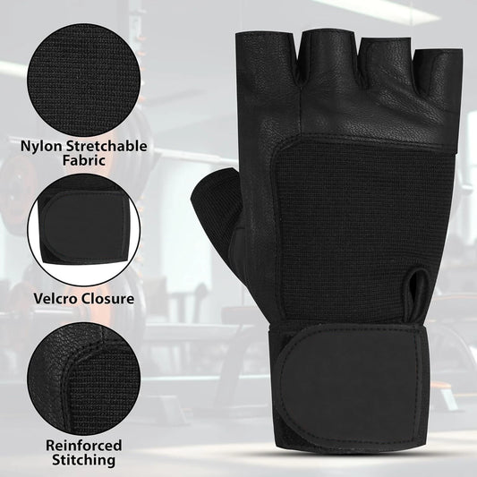 Weight Lifting Gloves Wrist Support Leather Gym Gloves Training Fitness Workout