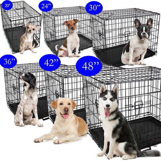 Dog Cage Pet Puppy Metal Training Crate Carrier Black S M L XL XXL sizes