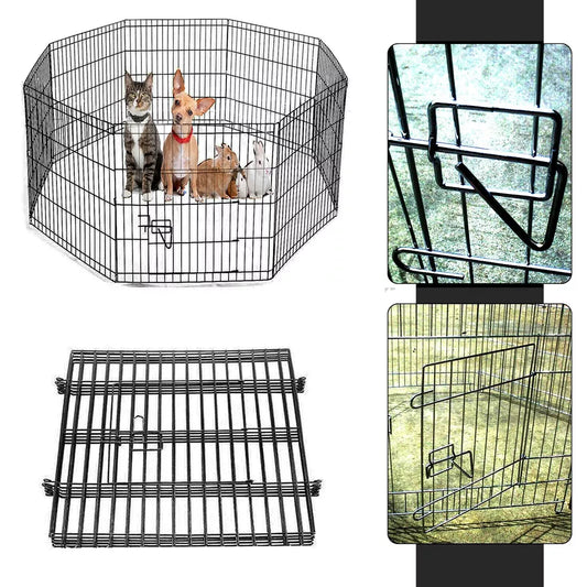 61CM Dog Pet Pen 8 Panel Metal Puppy Playpen Run Cage Fence Enclosure Indoor UK