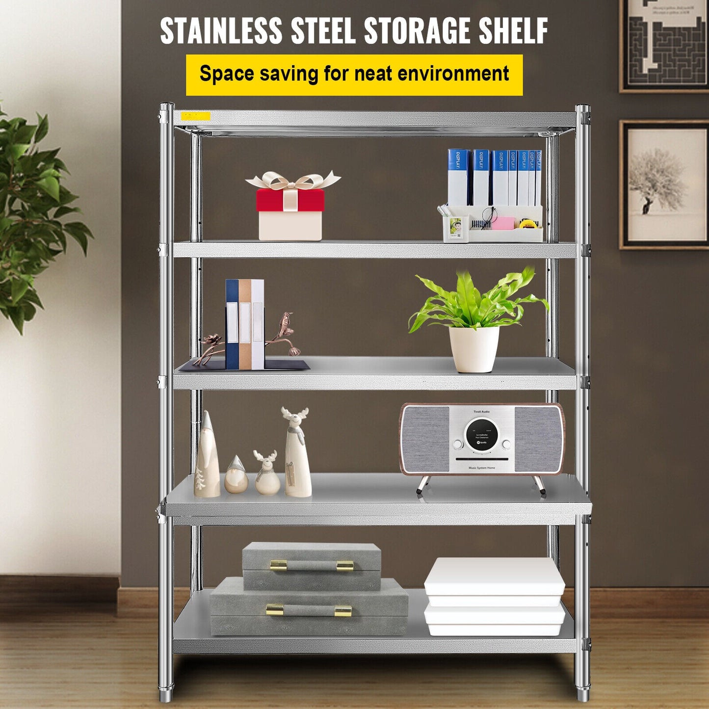 Shelving Unit Storage Kitchen Shelves 47.5x18in 5-Tier Stainless Steel