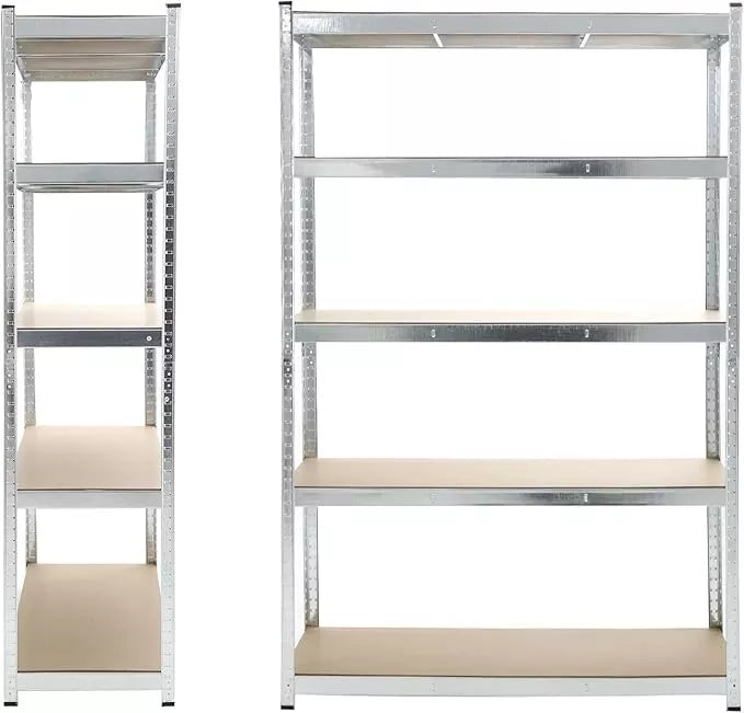 Silver 1800 x 100 x 40 cm Boltless 5 Tier Racking Heavy Duty Garage Shelving Storage Shelves Steel Unit