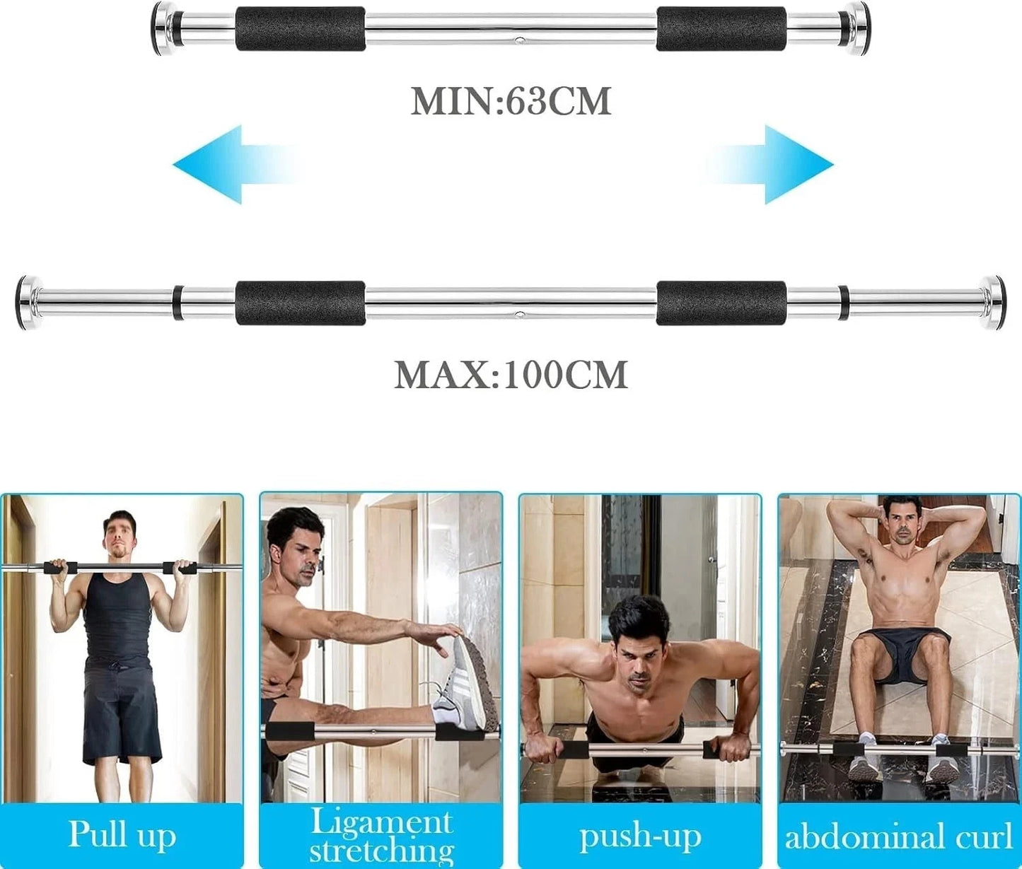 New Product! Doorway Pull Up Bar Chin Up Home Gym Upper Body Abs Fitness Strength Trainer UK