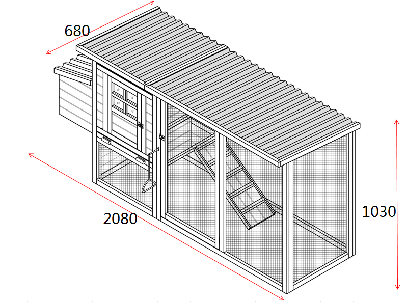 Chicken Coop & Run With Solid Roof – 2000
