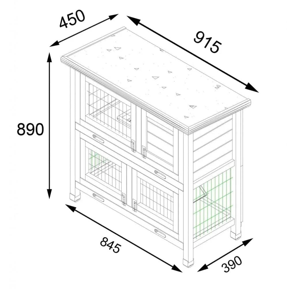 RABBIT HUTCH RAIN SUN WINTER COVER FOR ROGER 2 TIER GREY