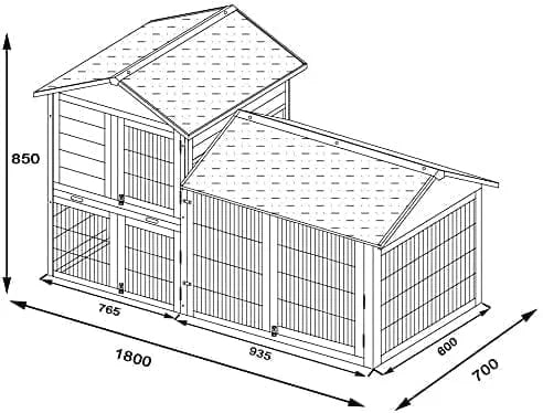 RABBIT HUTCH RAIN SUN WINTER COVER FOR XXL SMOKEY GREY + NATURAL HUTCHES