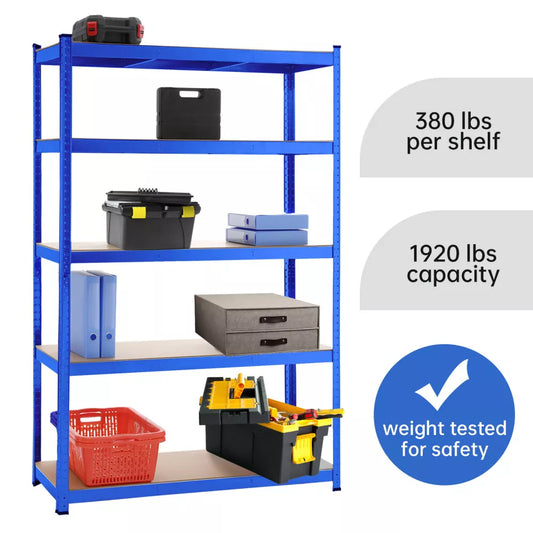 Blue 180X120X45CM Metal Shelving Units 5 Tiers Heavy Duty Steel Garage Shelving