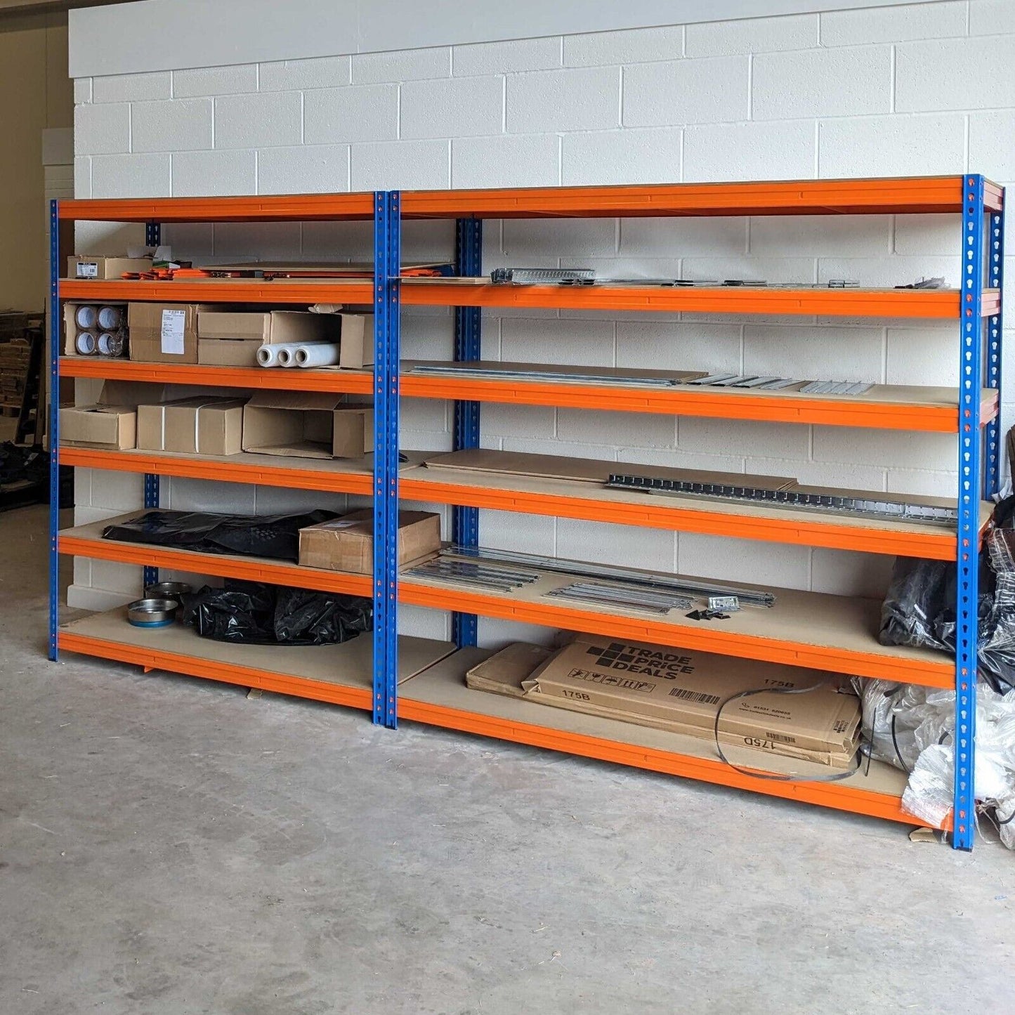 Industrial Warehouse Racking Garage Storage Workshop Shelves 180 x 150 x 60d cm Metal Shelving Units 1.2mm Thick Steel 350kg per Shelf