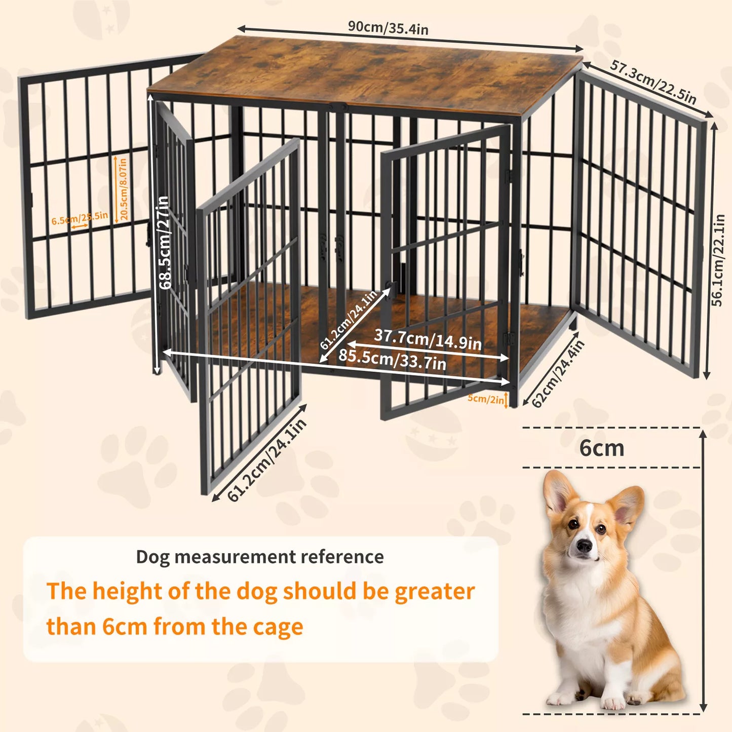Heavy Duty Wooden Dog Crate Large Cage Puppy Kennel End Table Furniture