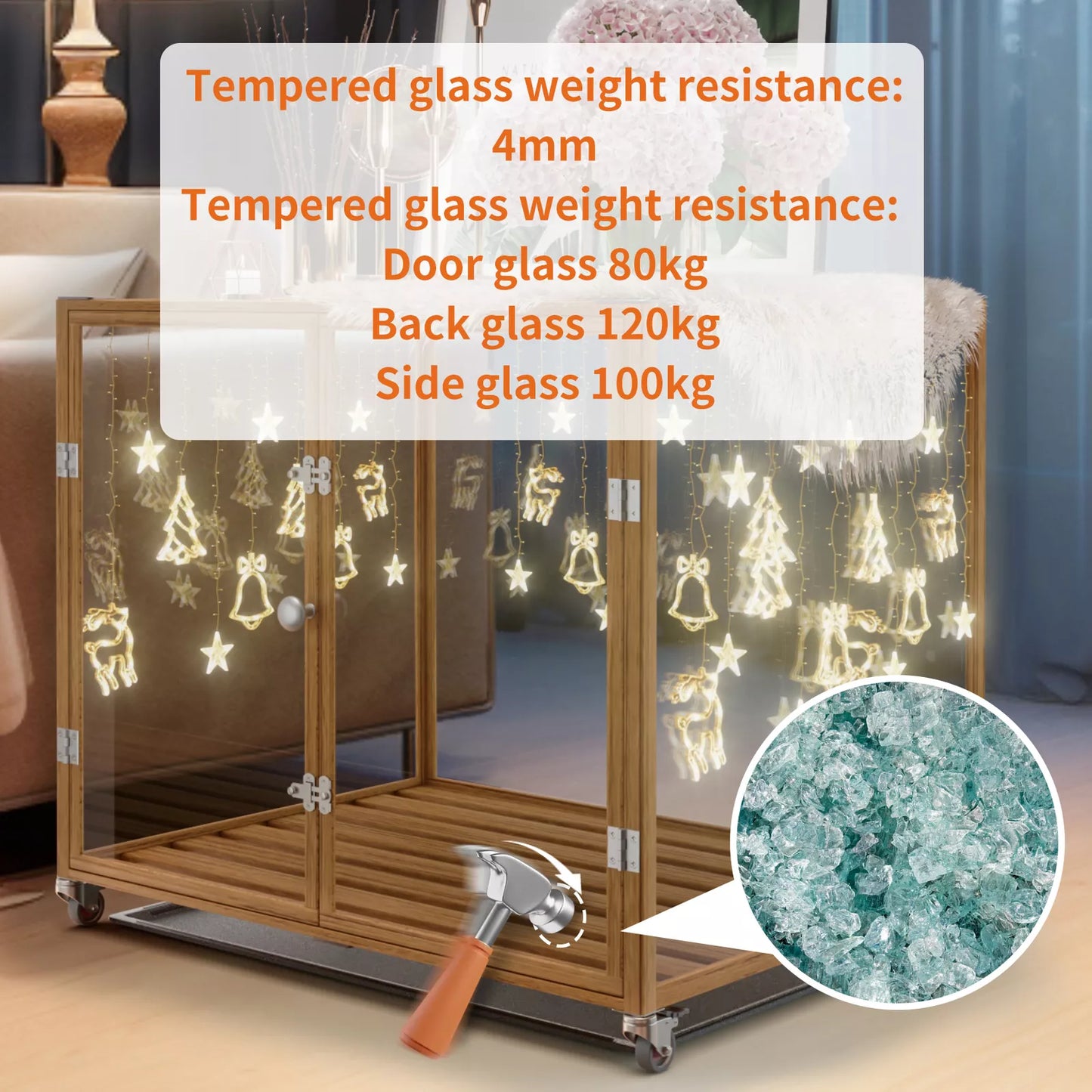 Tempered Glass Dog Cage Clear Puppy Pet Crate Furniture Aluminium Frame