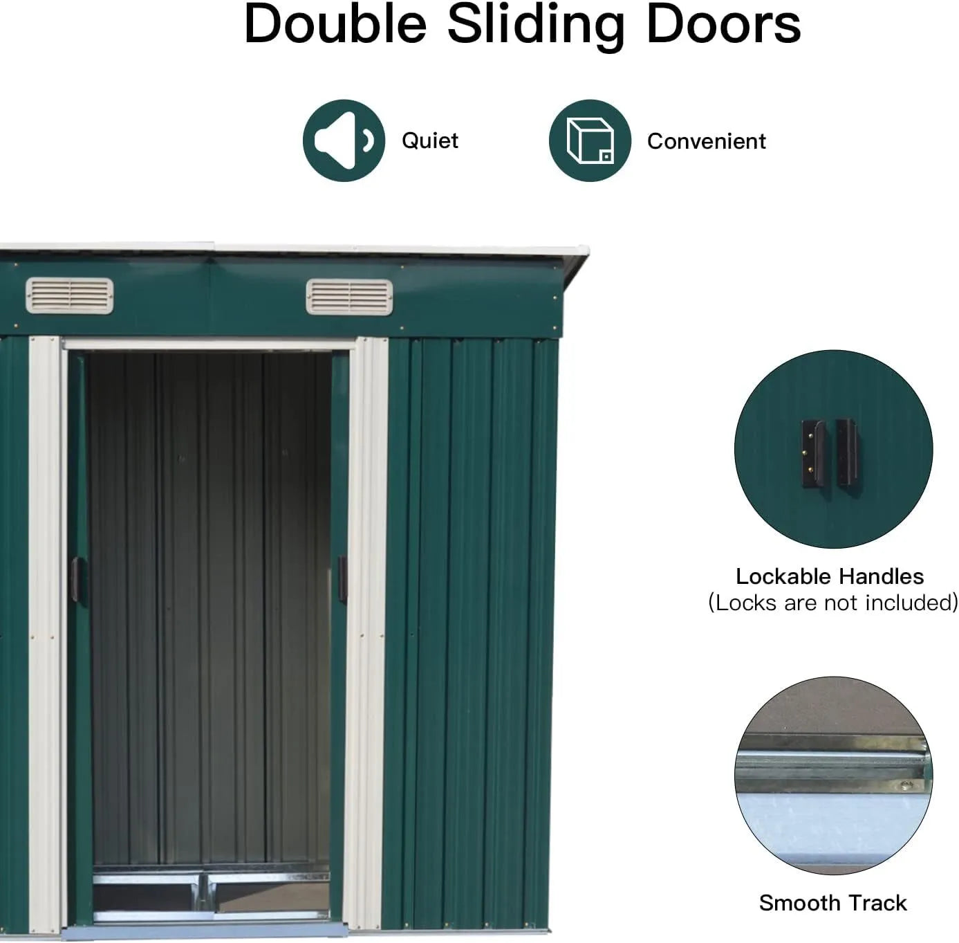 Metal Garden Shed 6 X 4, 6 X 8, 8 X 10ft Garden Storage With BASE FOUNDATION