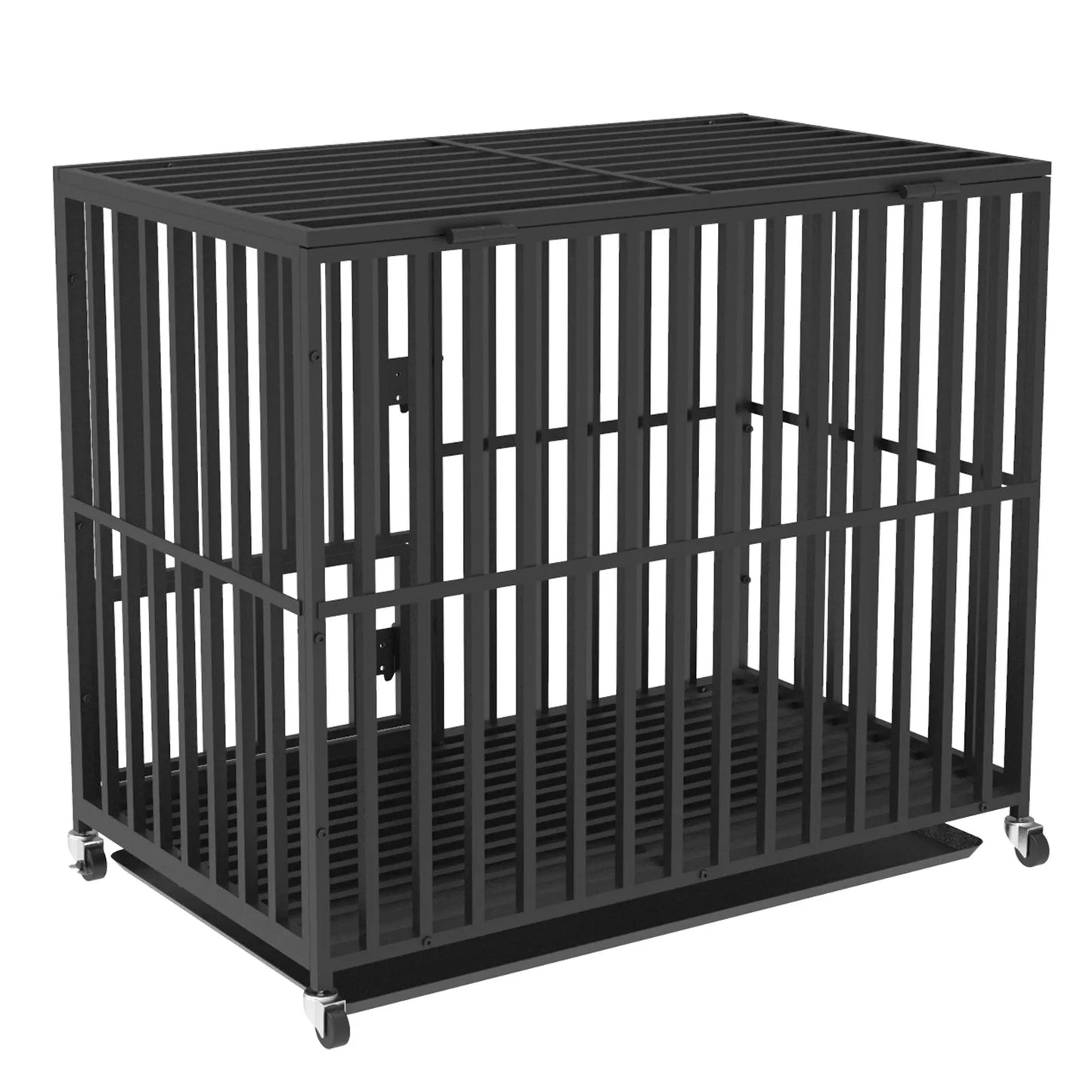 Heavy Duty Pet Dog Cage Strong Metal Crate Kennel Playpen Movable Wheel