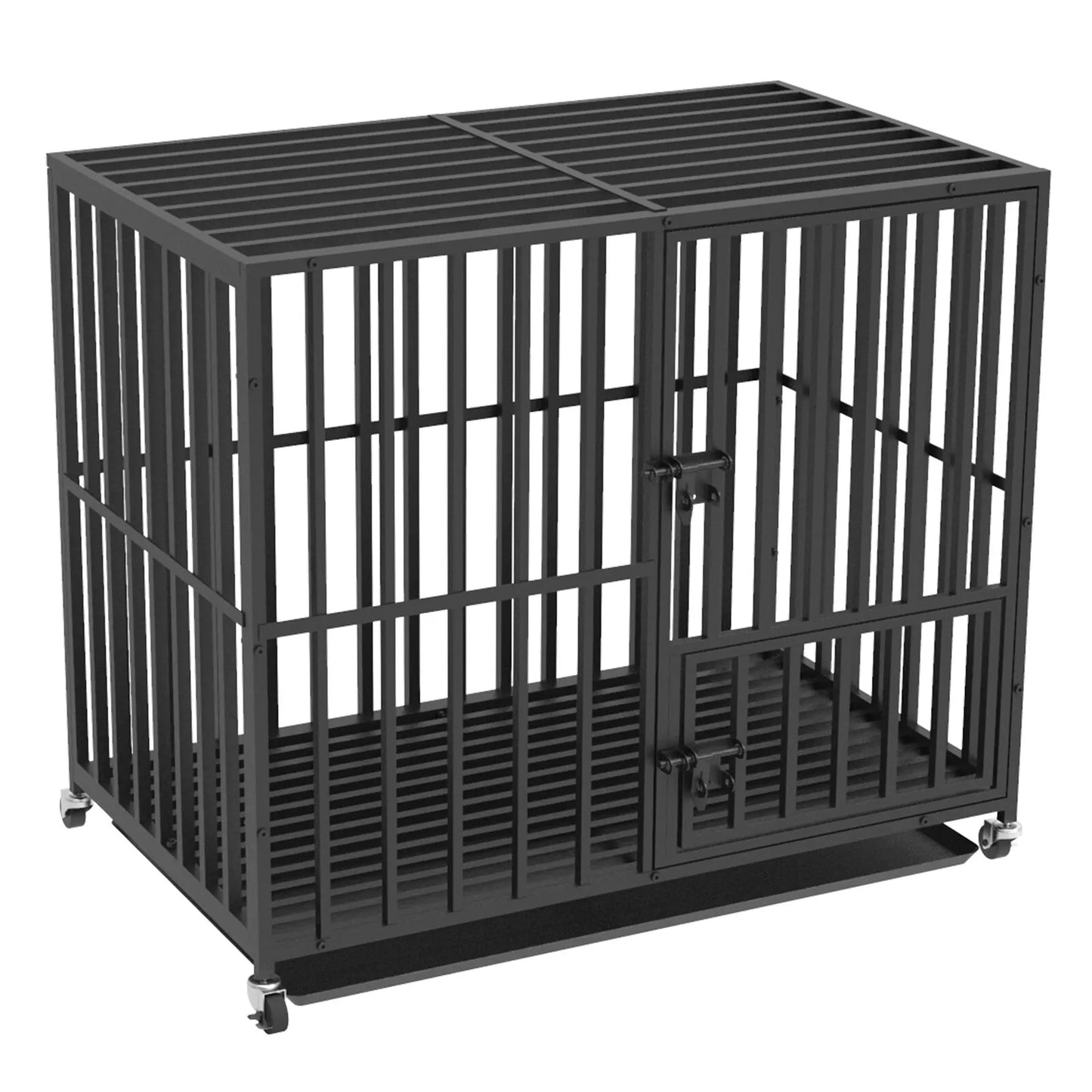 Heavy Duty Pet Dog Cage Strong Metal Crate Kennel Playpen Movable Wheel