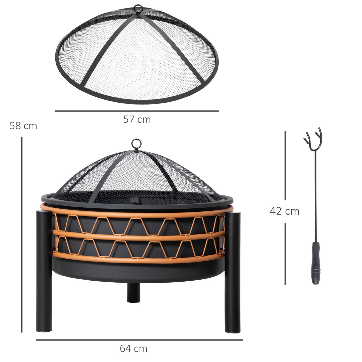 Outdoor Fire Pit Portable Firebowl w/ Cover Poker For Patio Backyard