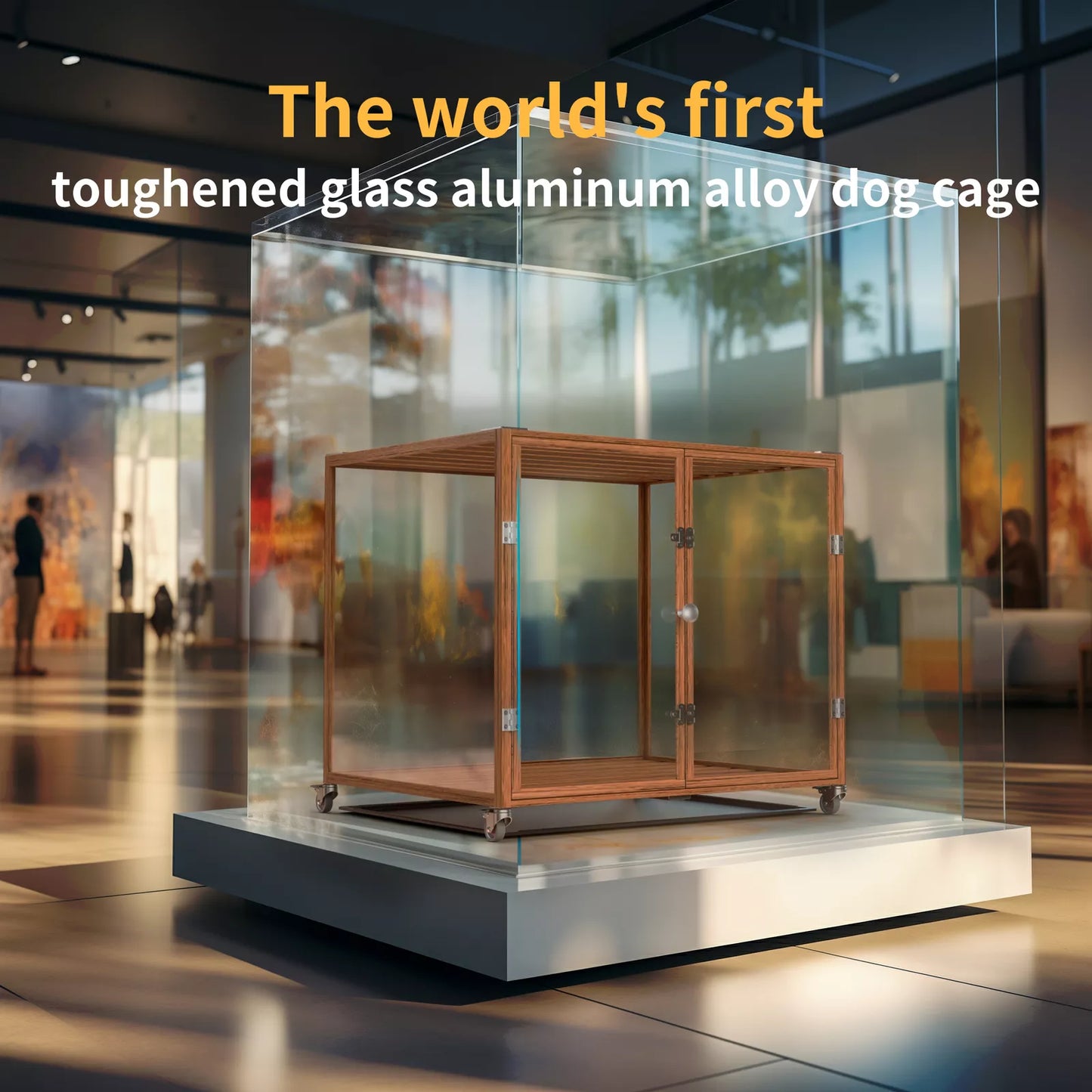 Tempered Glass Dog Cage Clear Puppy Pet Crate Furniture Aluminium Frame