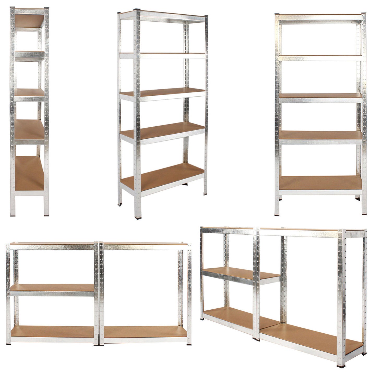2 x Galvanised Shelving | Garage Unit Storage Racking Heavy Duty Shelves 200kg