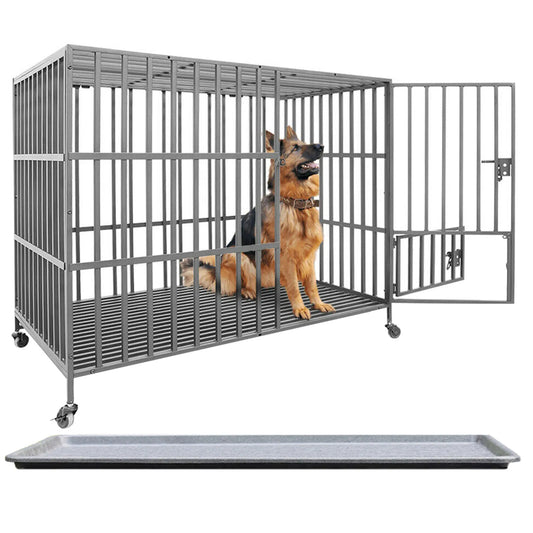Heavy Duty Pet Dog Cage Strong Metal Crate Kennel Playpen Movable Wheel