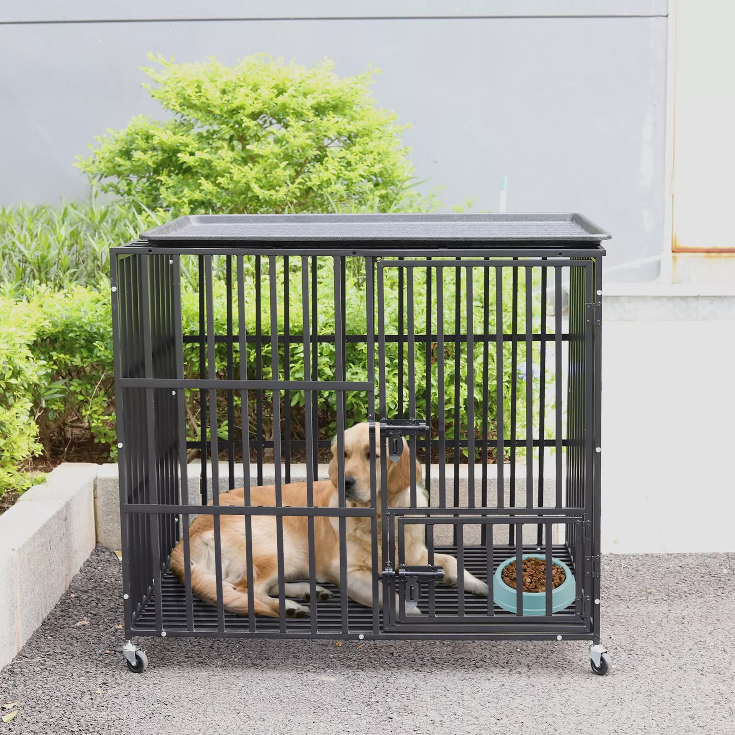 Heavy Duty Pet Dog Cage Strong Metal Crate Kennel Playpen Movable Wheel