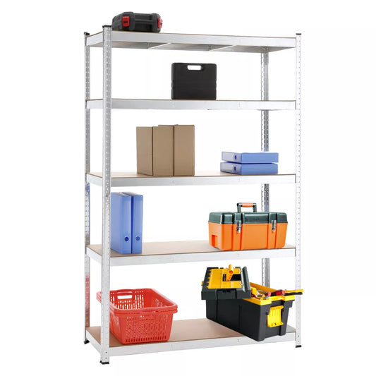 Silver 1800 x 100 x 40 cm Boltless 5 Tier Racking Heavy Duty Garage Shelving Storage Shelves Steel Unit