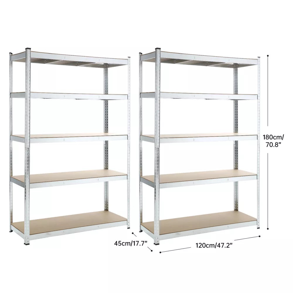 Silver 180X120X45CM Metal Shelving Units 5 Tiers Heavy Duty Steel Garage Shelving