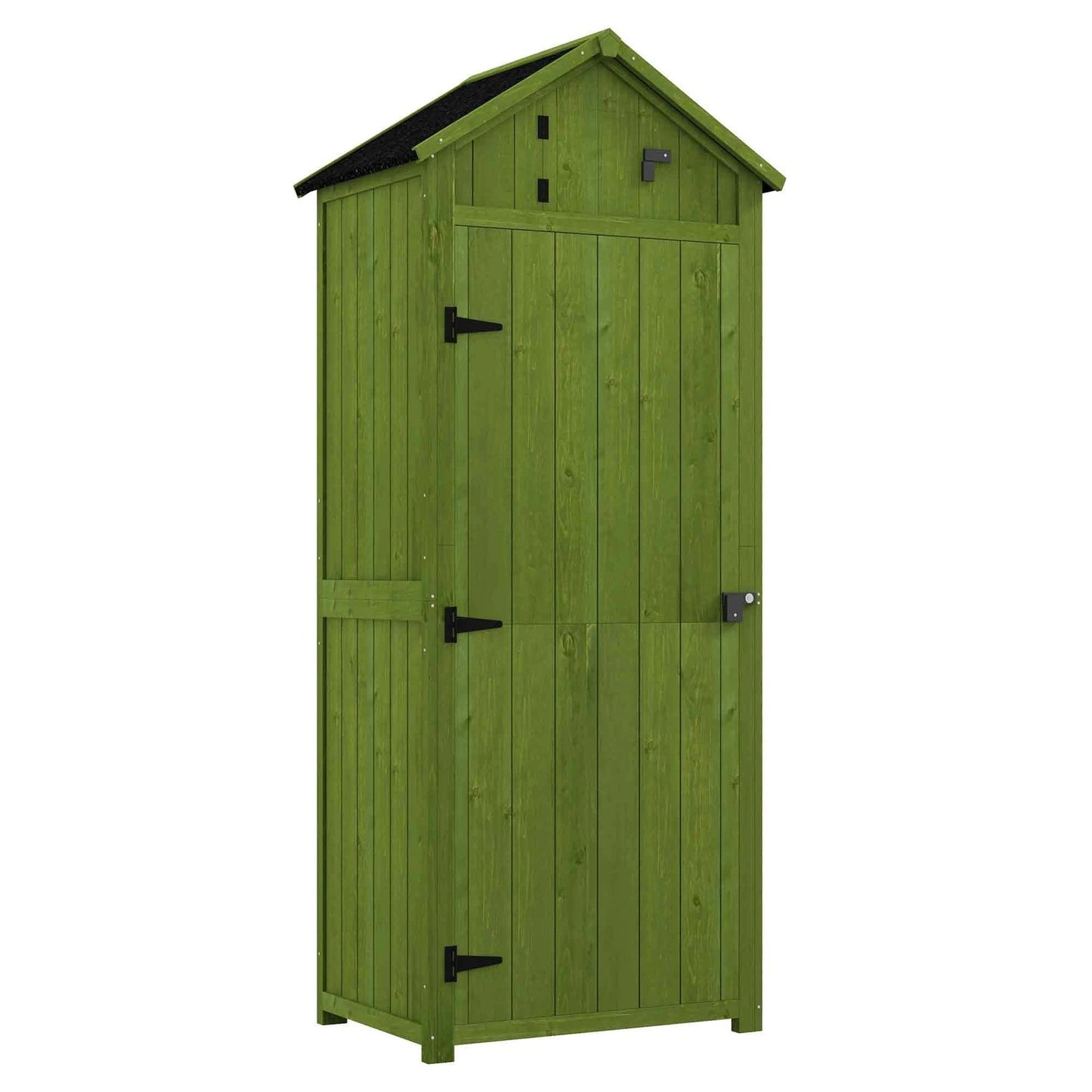 Wooden Garden Storage Shed Tool Storage Box, 77 x 54 x 179 cm, Green