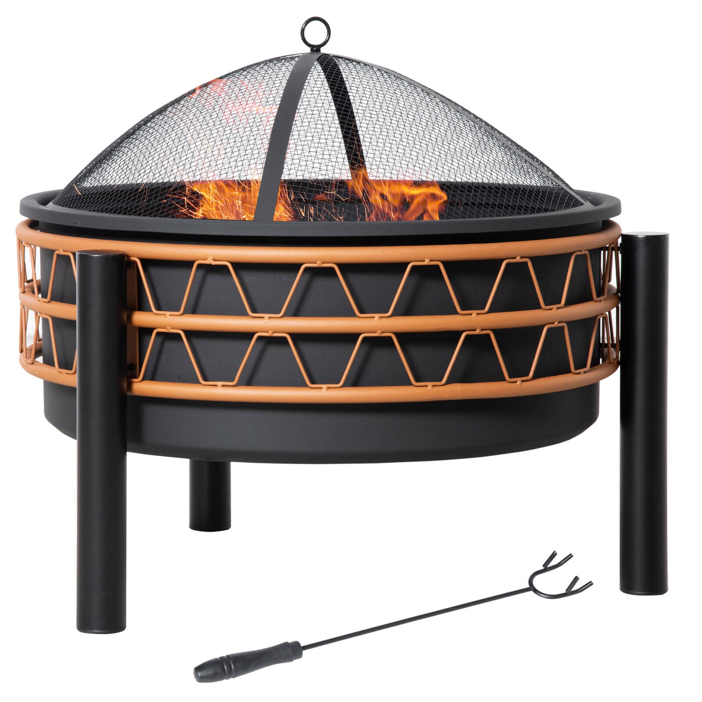 Outdoor Fire Pit Portable Firebowl w/ Cover Poker For Patio Backyard