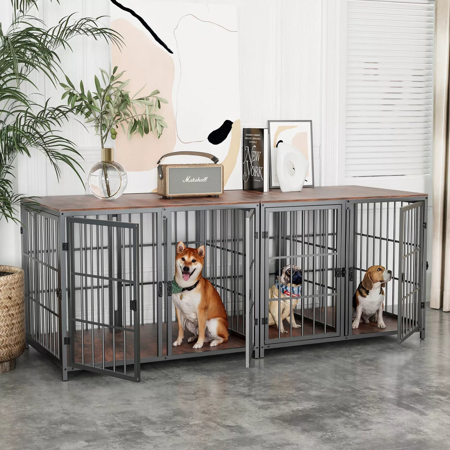 Heavy Duty Wooden Dog Crate Large Cage Puppy Kennel End Table Furniture
