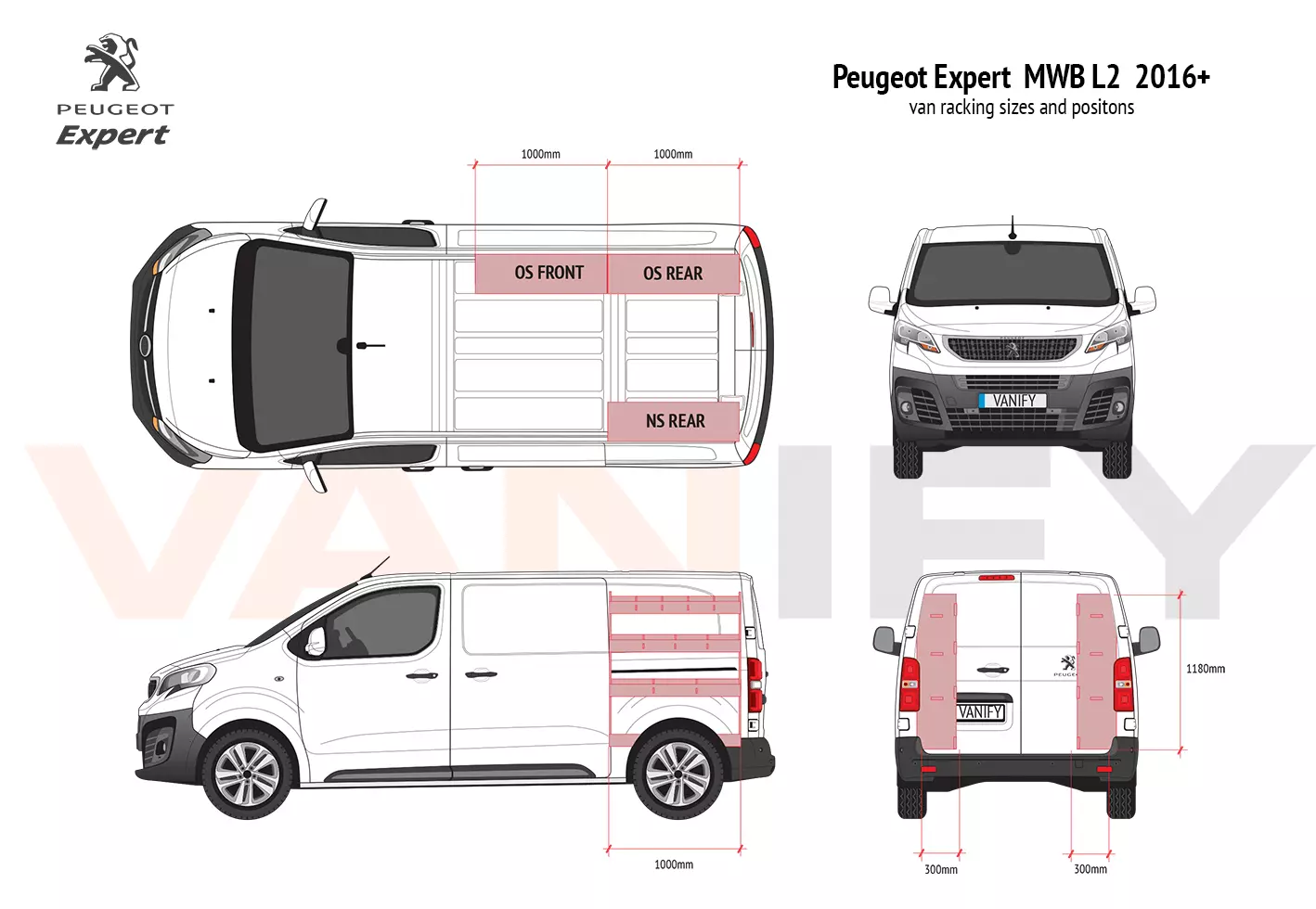 Peugeot Expert 2016+ MWB Van Racking Tool Storage Shelving Van Organiser NS Rear