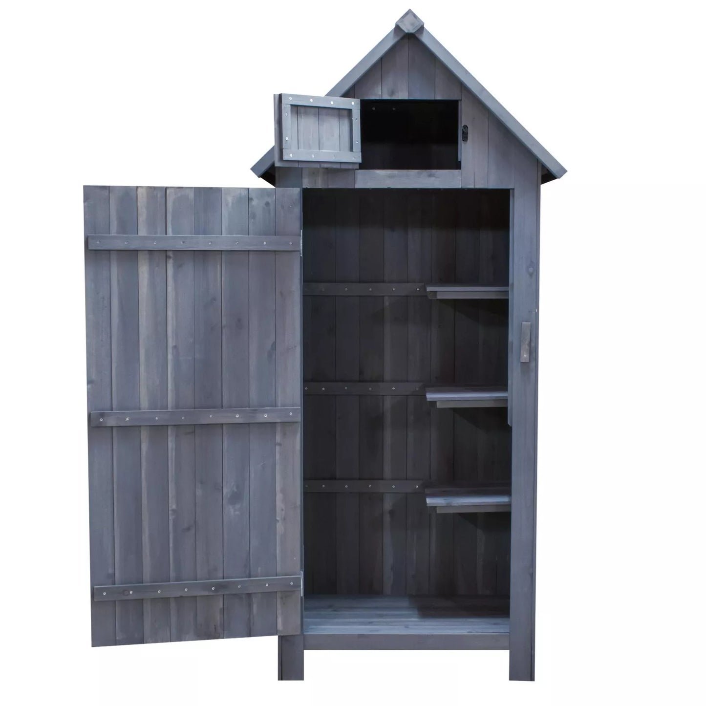 OUTDOOR STORAGE CUPBOARD WOODEN WATERPROOF TOOL BOX APEX ROOF SMALL SHED GARDEN
