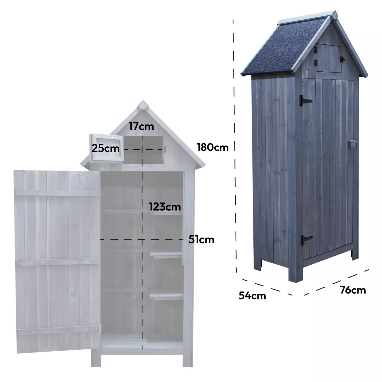 OUTDOOR STORAGE CUPBOARD WOODEN WATERPROOF TOOL BOX APEX ROOF SMALL SHED GARDEN