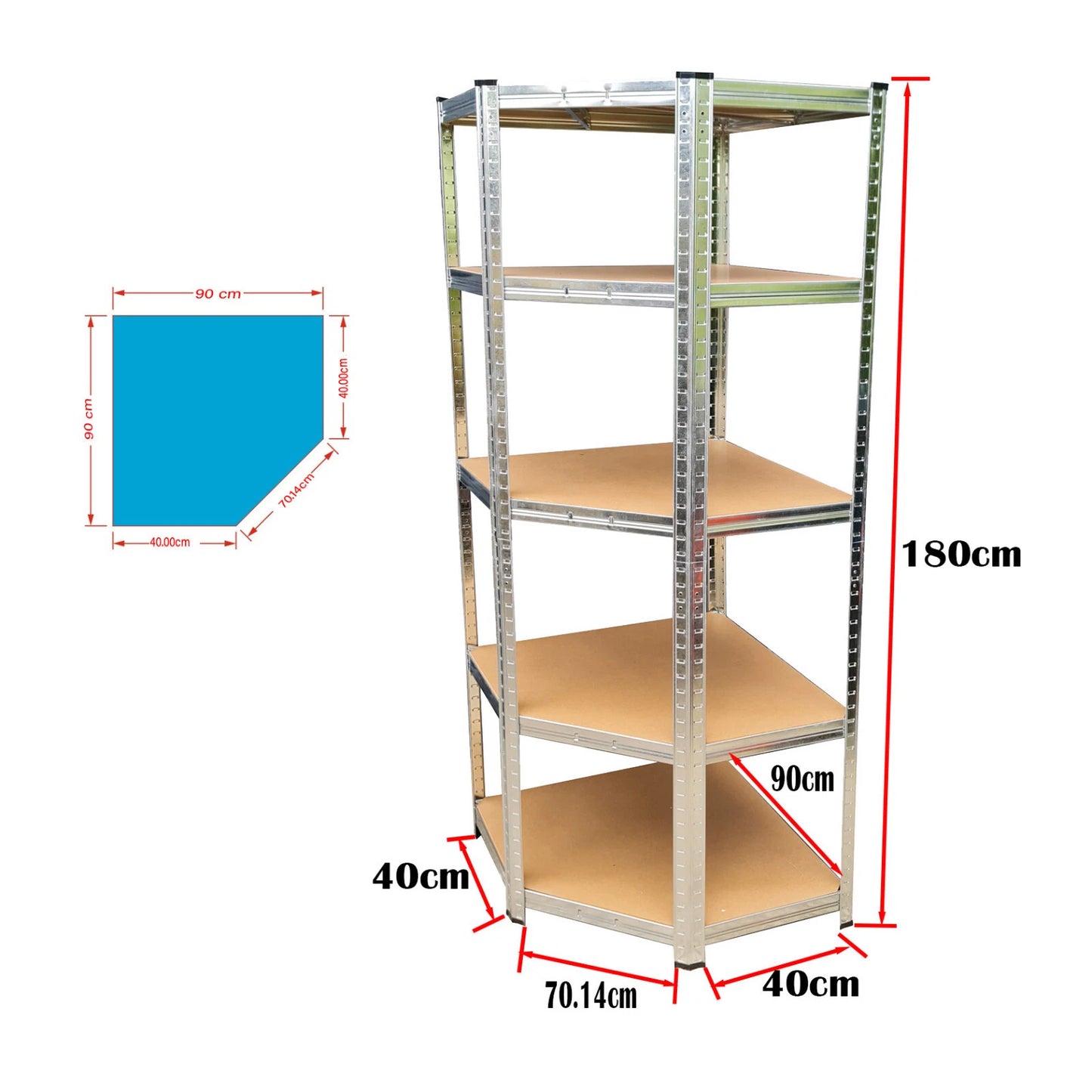 1800mm High All Galvanised 3 Bay Corner Shelving/Racking Unit Garage Storage Shelves