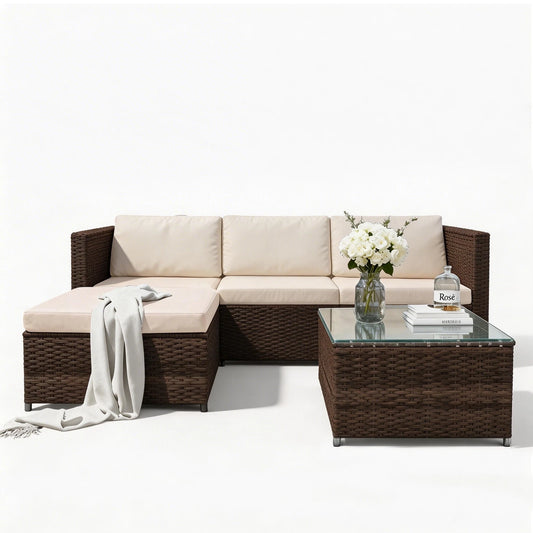 Rattan Garden Furniture Corner Sofa Set in Various Colours