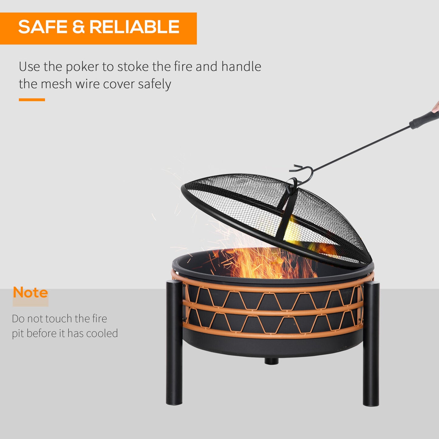 Outdoor Fire Pit Portable Firebowl w/ Cover Poker For Patio Backyard