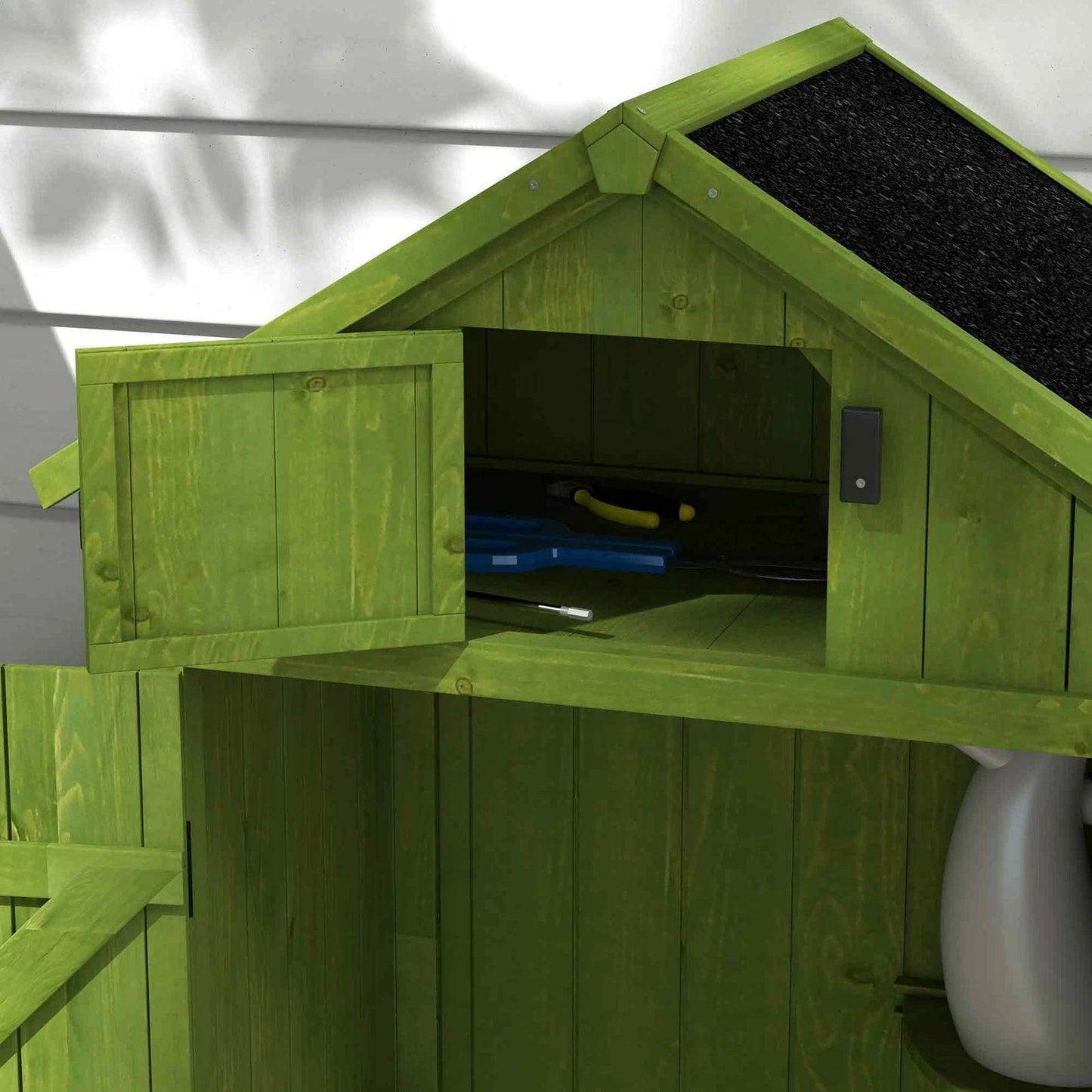 Wooden Garden Storage Shed Tool Storage Box, 77 x 54 x 179 cm, Green