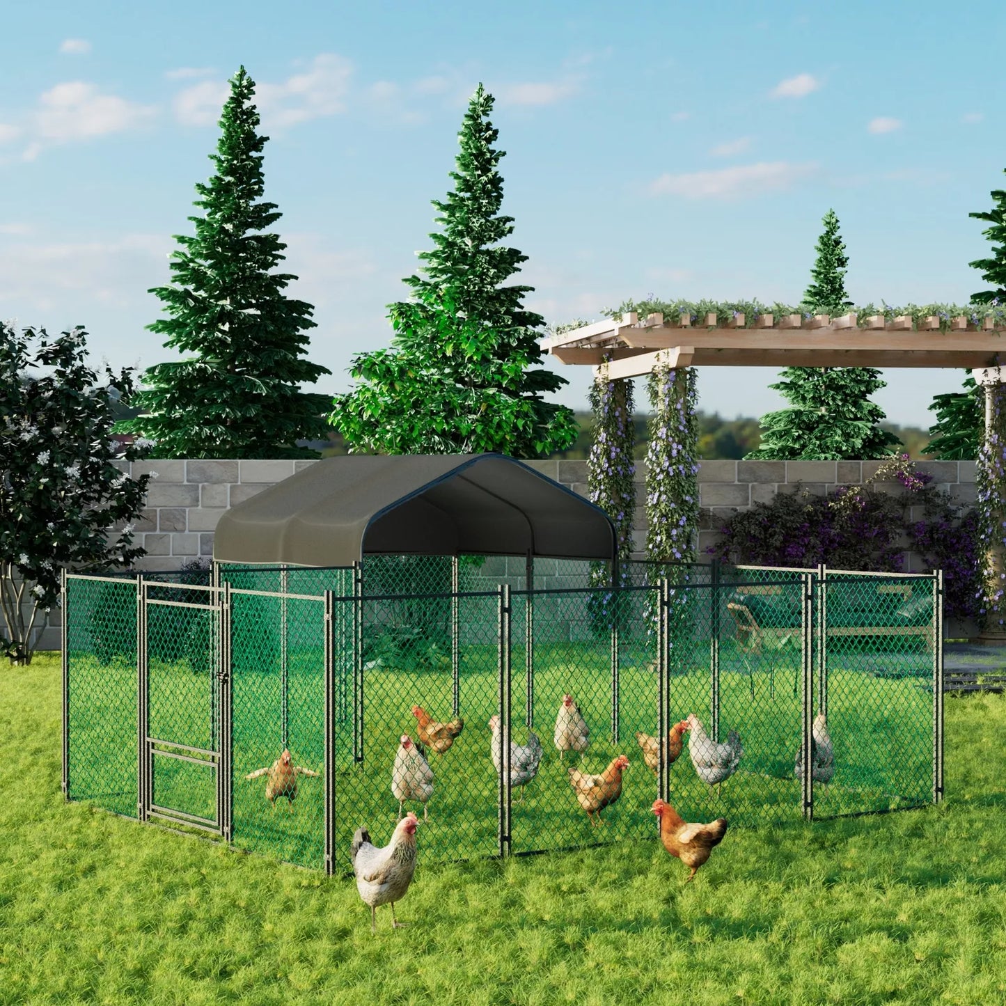Large Iron Walk-in Chicken Run Coop Cage Hens Rabbit Dogs Ducks Chickens Poultry