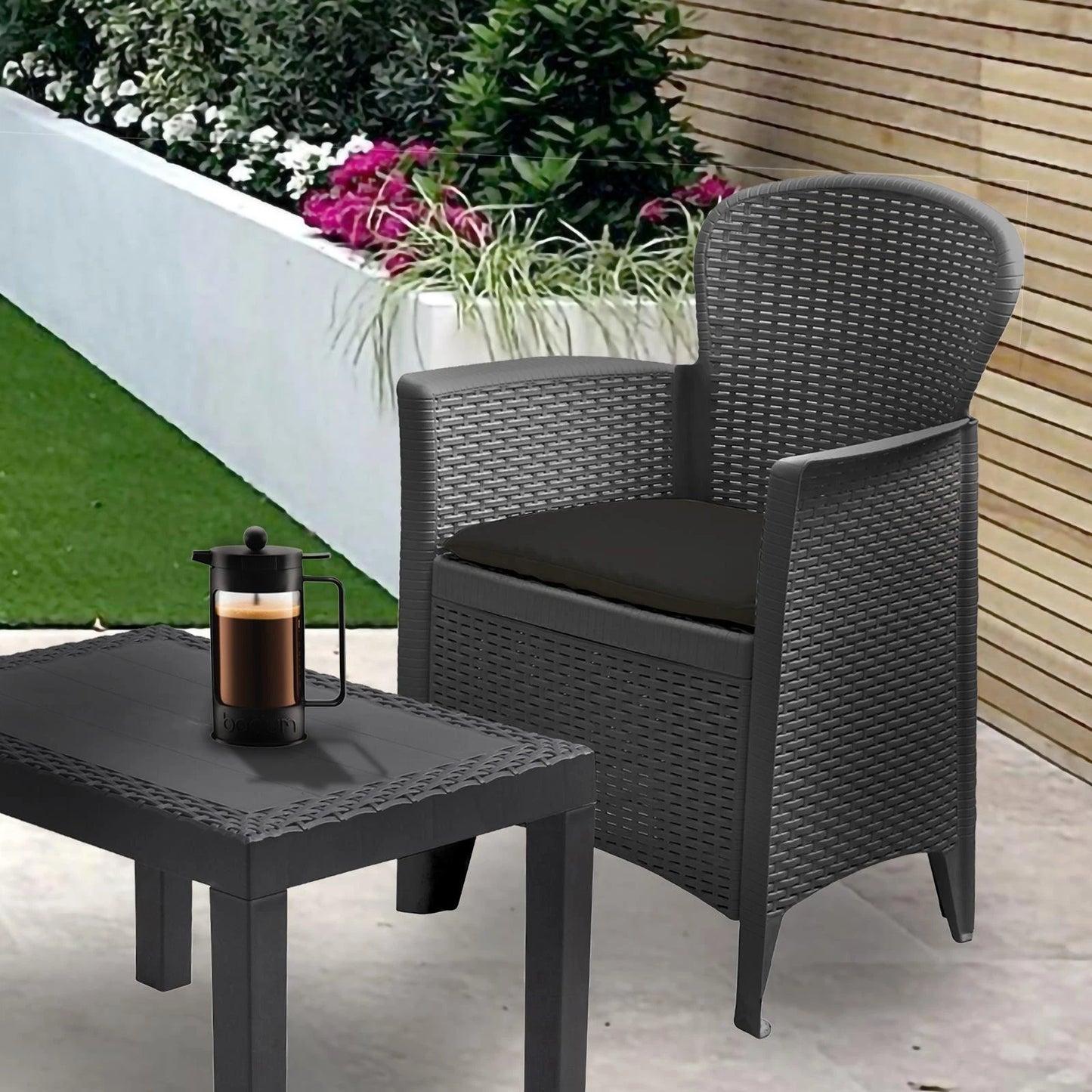 Garden Furniture Set Table Chairs 3 Piece Bistro Set Patio Outdoor Rattan Style