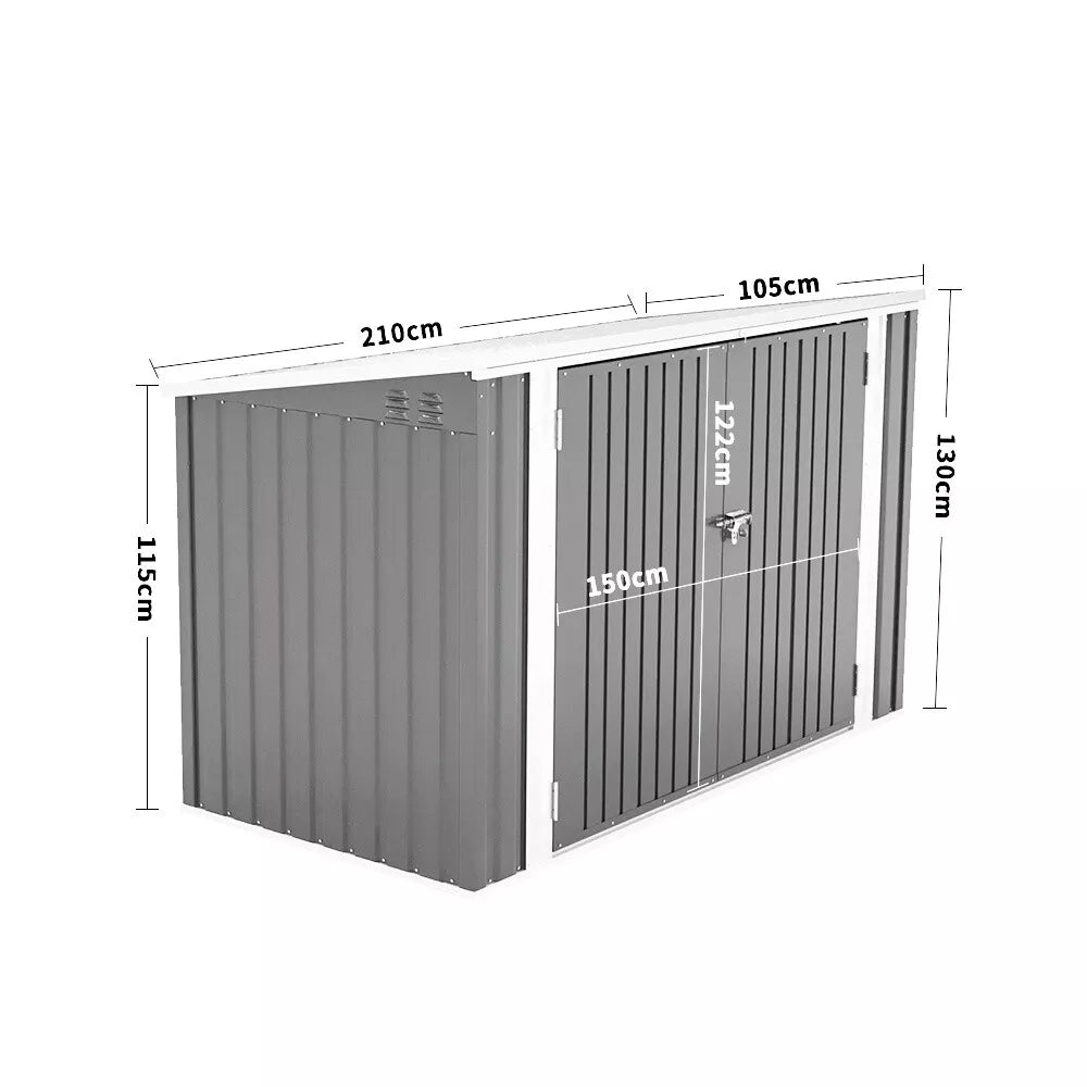 Large Garden Lockable Storage Bike Tool Sheds Box Outdoor Garbage Bin Shed XL