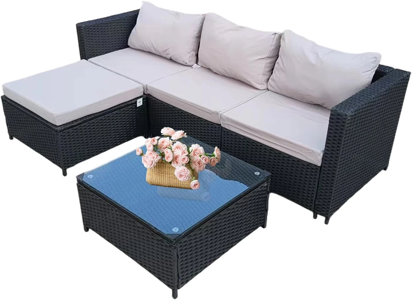 Rattan Garden Furniture Corner Sofa Set in Various Colours