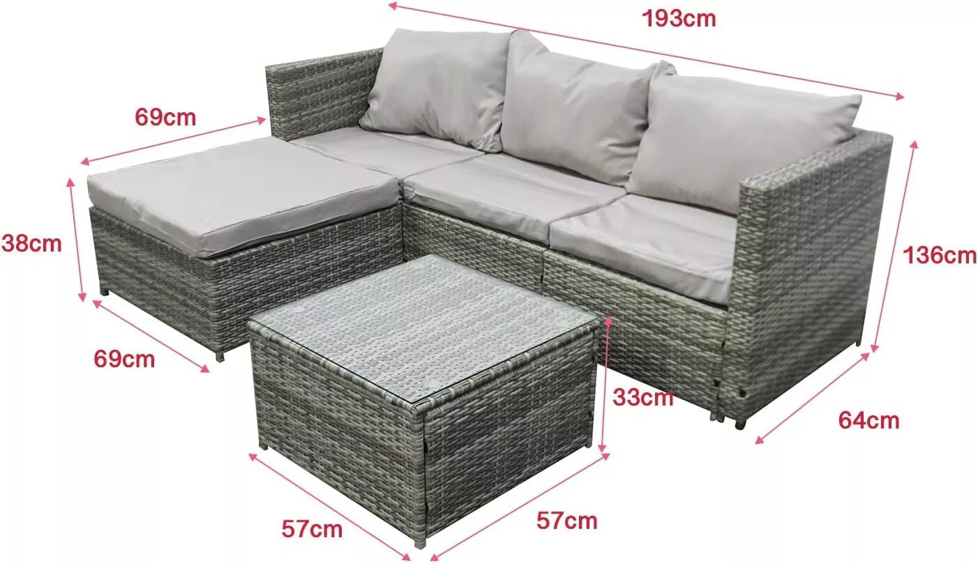 Rattan Garden Furniture Corner Sofa Set in Various Colours