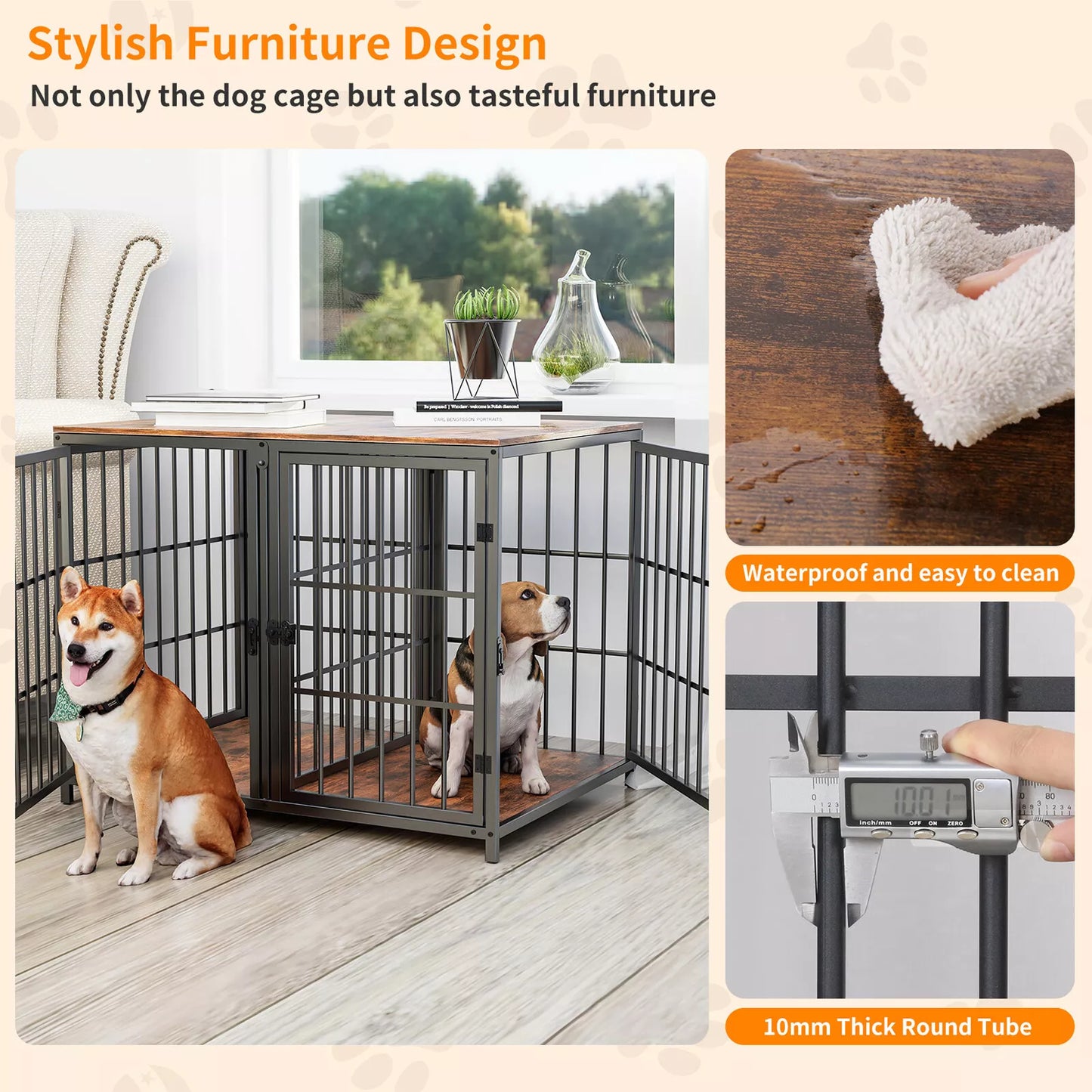 Heavy Duty Wooden Dog Crate Large Cage Puppy Kennel End Table Furniture