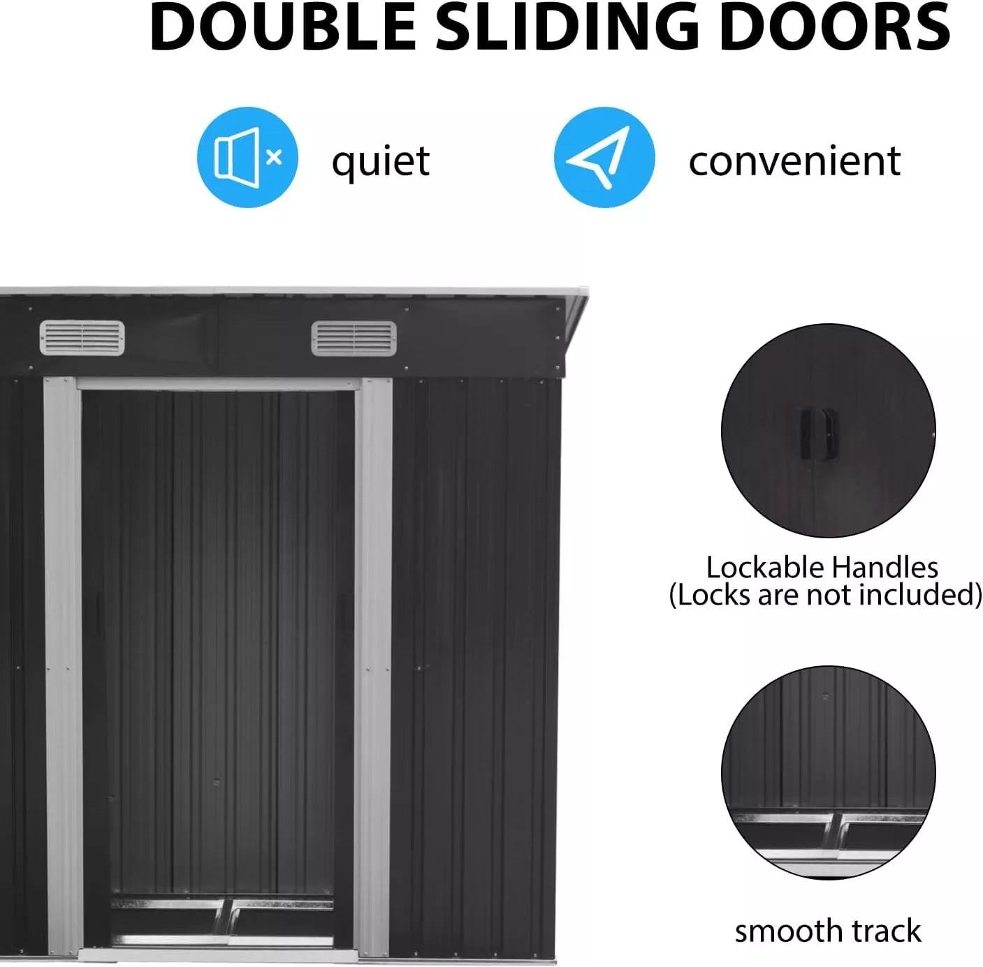 Metal Garden Shed 6 X 4, 6 X 8, 8 X 10ft Garden Storage With BASE FOUNDATION