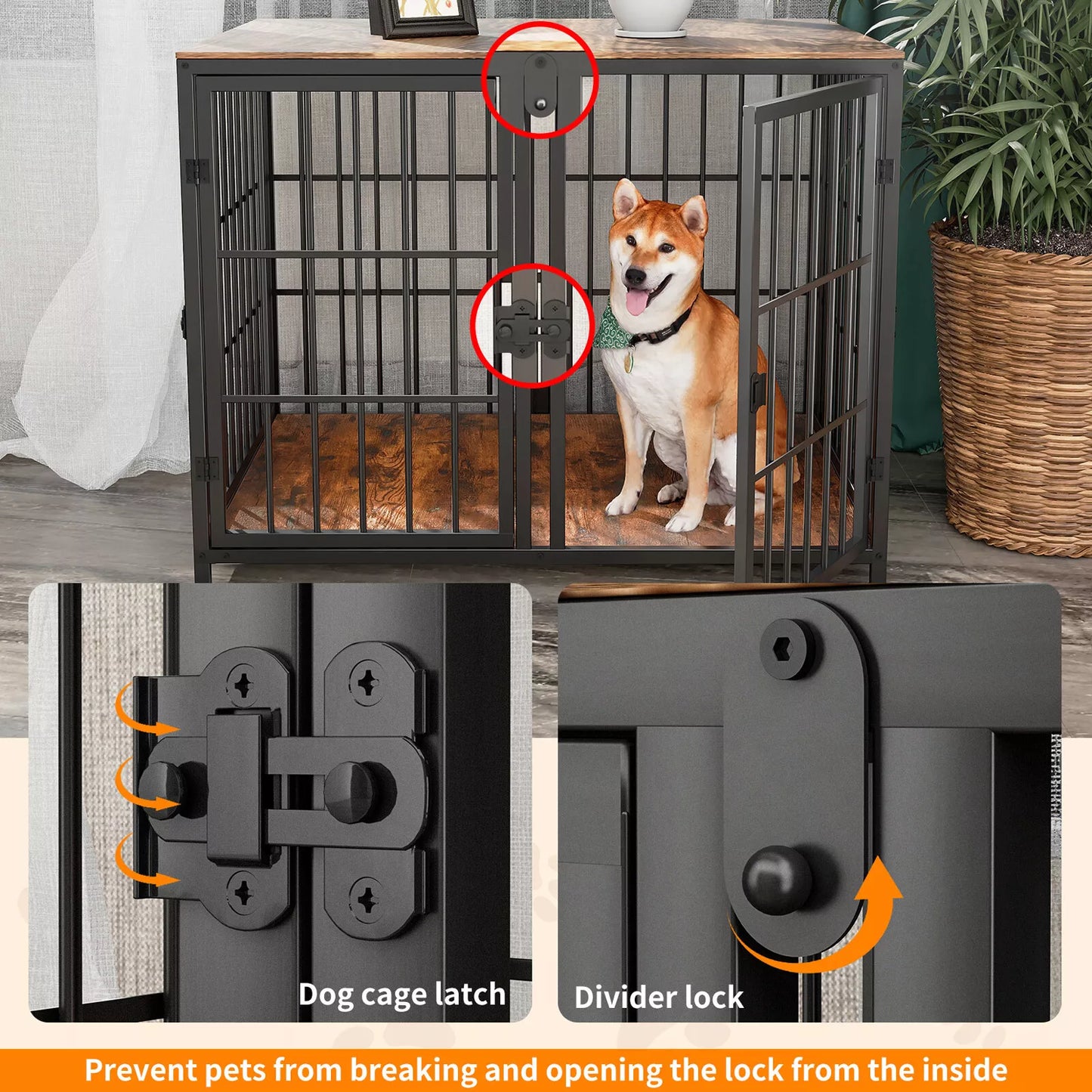 Heavy Duty Wooden Dog Crate Large Cage Puppy Kennel End Table Furniture