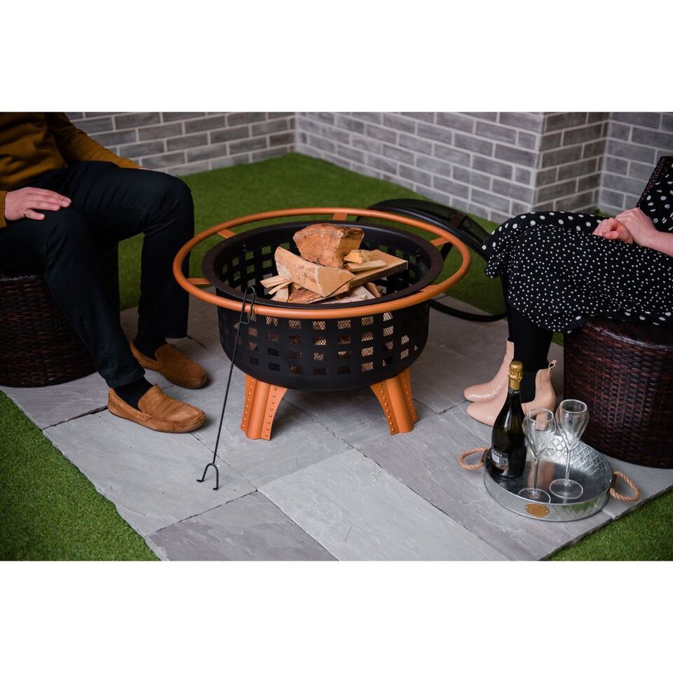 BBQ Outdoor Brazier Garden Fire Saturn Fire Pit Stove Patio Heater Grill Poker
