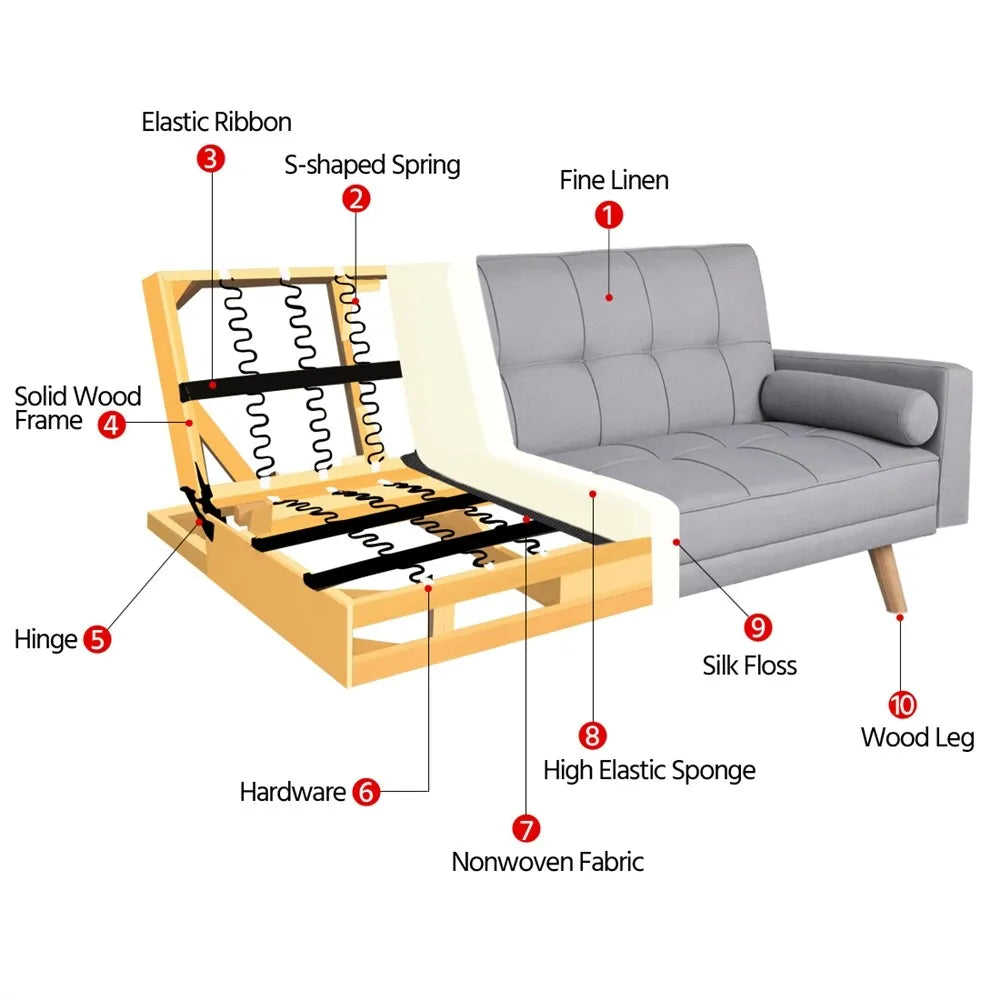 Fabric Sofa Bed 3 Seater Click Clack Living Room Recliner Couch Sofa Living Room