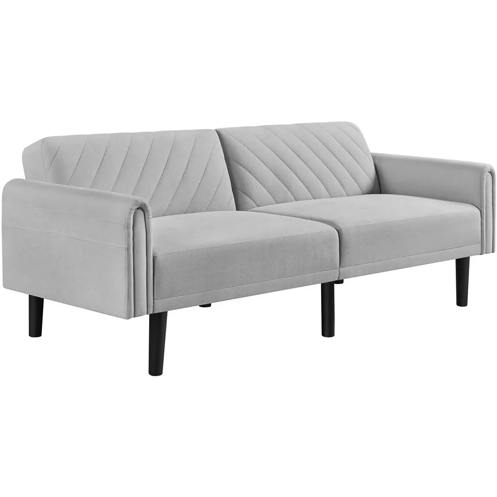 3-Seater Sofa Bed Click-clack Futon Versatile Daybed with Large Side Pockets