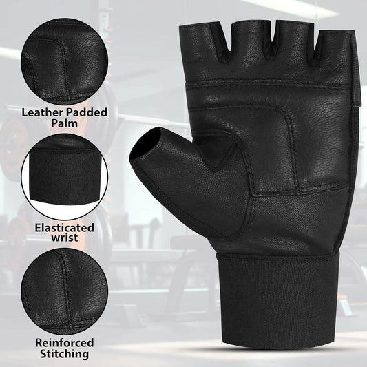 Weight Lifting Gloves Wrist Support Leather Gym Gloves Training Fitness Workout