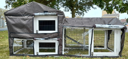 RABBIT HUTCH RAIN SUN WINTER COVER FOR XXL SMOKEY GREY + NATURAL HUTCHES