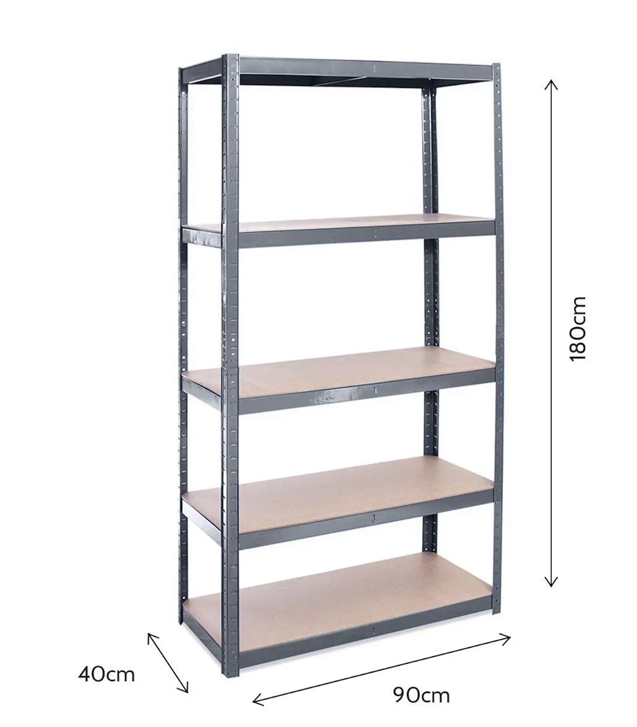 Grey 5 tier heavy duty metal shelving garage racking boltless storage shelf 2 sizes